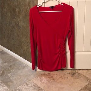 Red long sleeve- faux wrap top